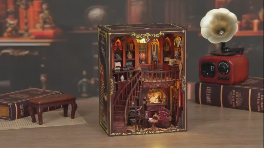 Vintage Library Study DIY kit build and illuminated finished display video