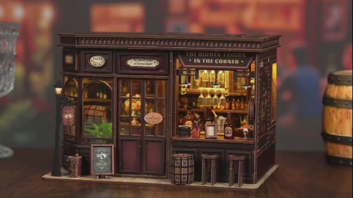 Load video: Vintage Tavern Bar DIY kit build and illuminated finished display video