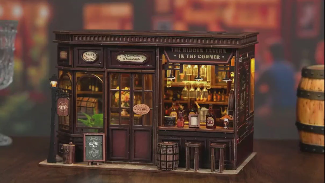 Vintage Tavern Bar DIY kit build and illuminated finished display video