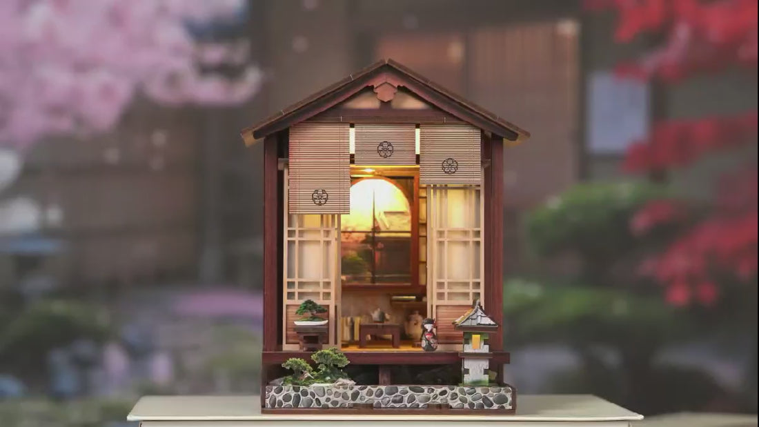 Zen Sakura House Japanese DIY kit build and illuminated finished display video