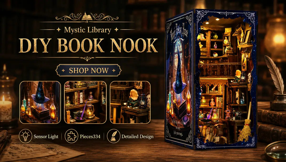 Mystic Potion Shop Fantasy completed miniature scene with warm illuminated details
