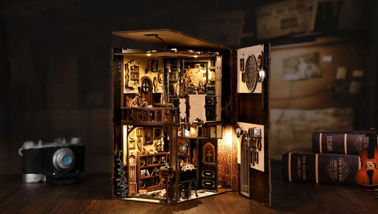 Secret Case Files Detective completed miniature display for a bookshelf or desk