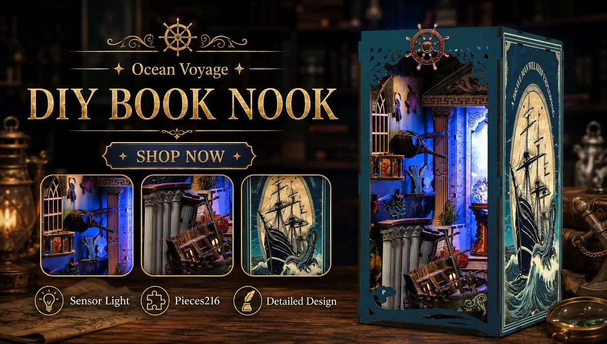 Lost Ocean Ruins Adventure completed miniature scene with warm illuminated details