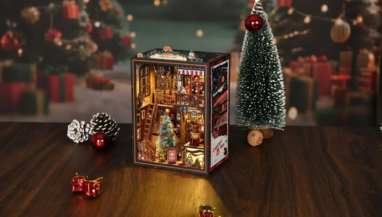 Christmas Shop completed miniature display for a bookshelf or desk